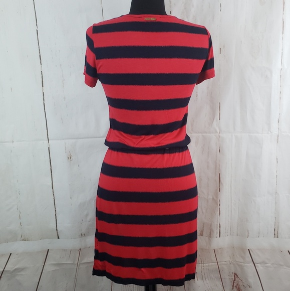 Michael Kors Striped Drawstring Waist Dress Sz S - Picture 2 of 8